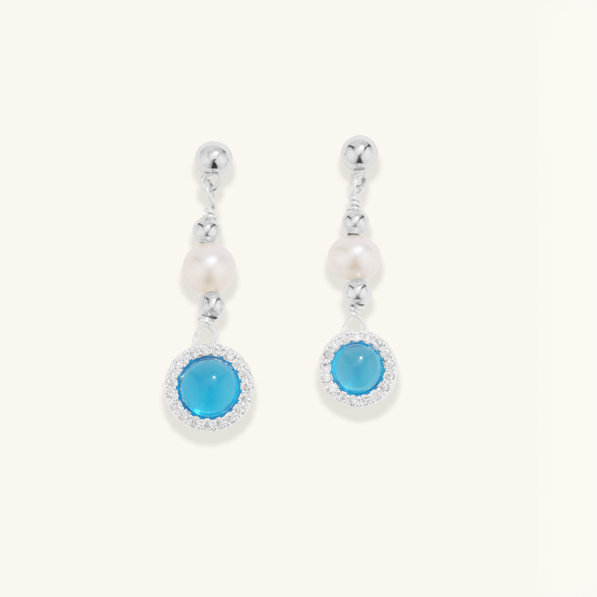 Aquamarine Pearl Drop Earrings