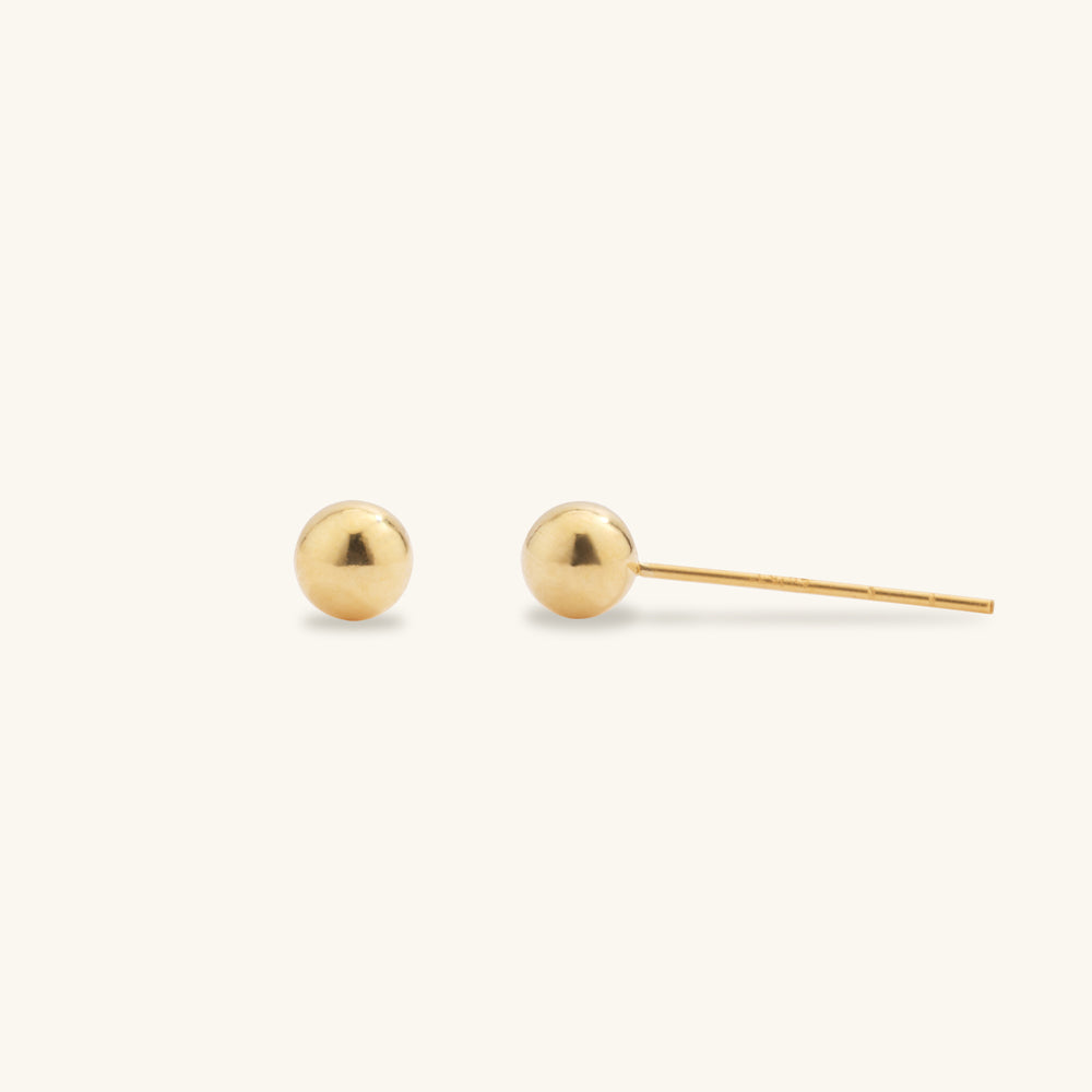 Shining Gold Ball Stud Earrings