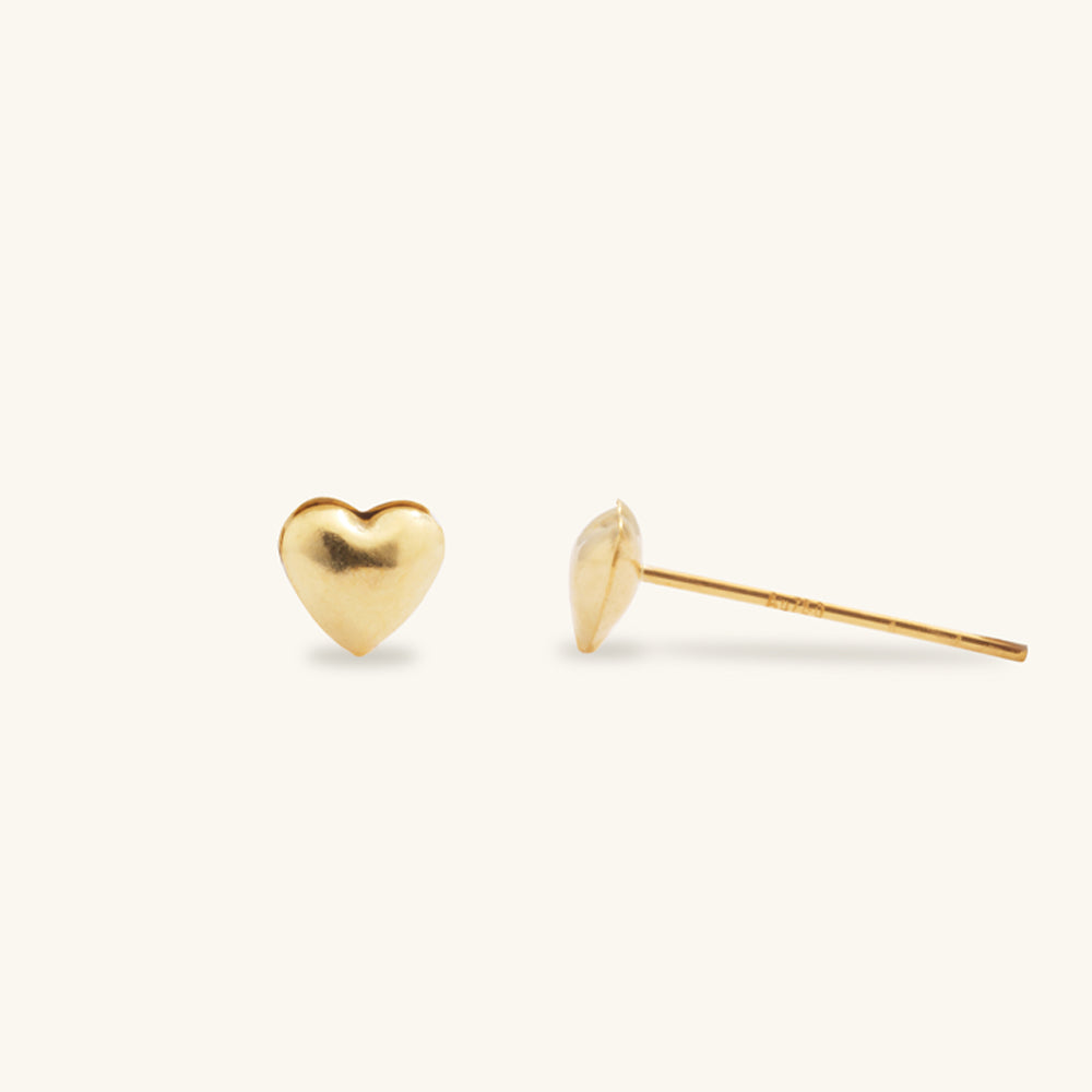 Shining Gold Heart Stud Earrings