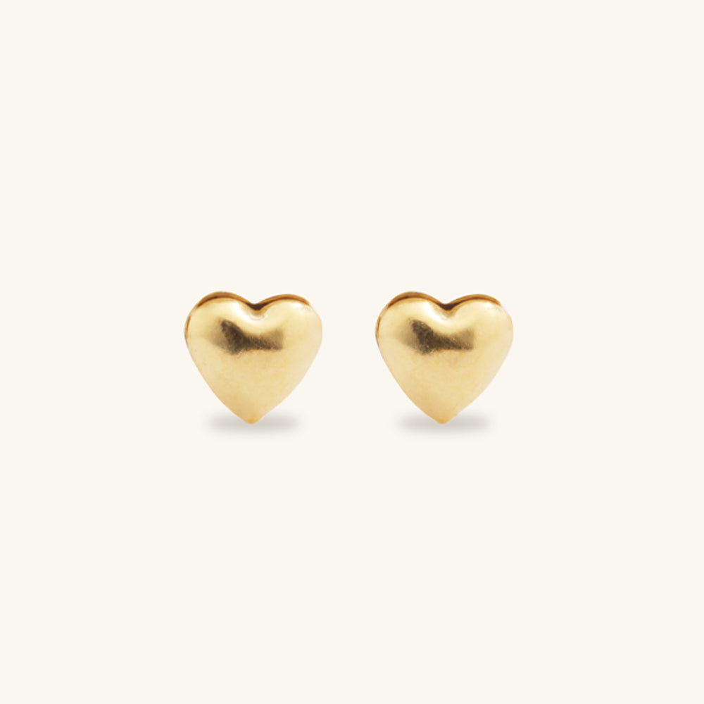 Shining Gold Heart Stud Earrings