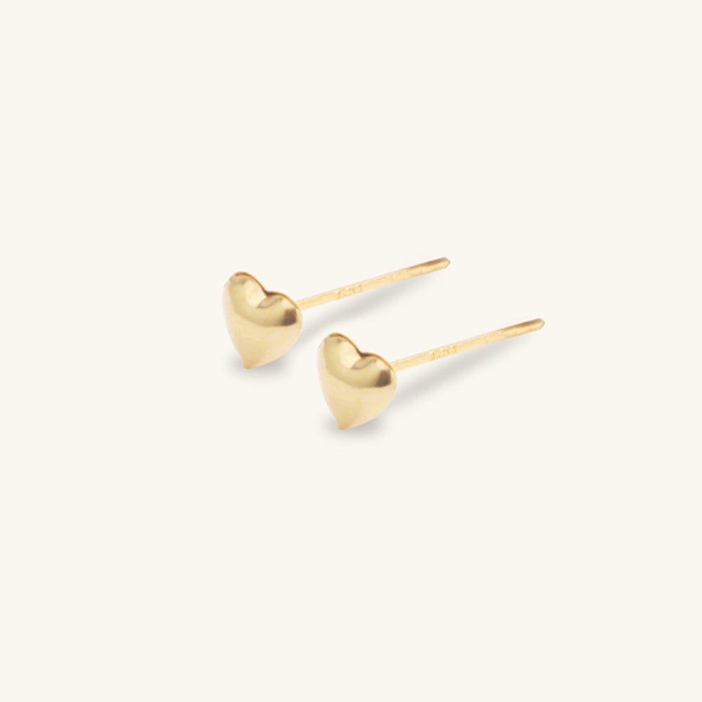 Shining Gold Heart Stud Earrings