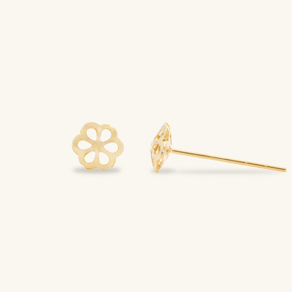 Shining Gold Plum Blossom Stud Earrings - JESCOJES