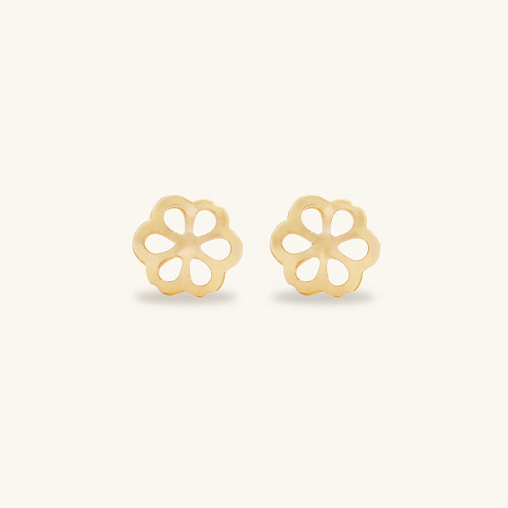 Shining Gold Plum Blossom Stud Earrings