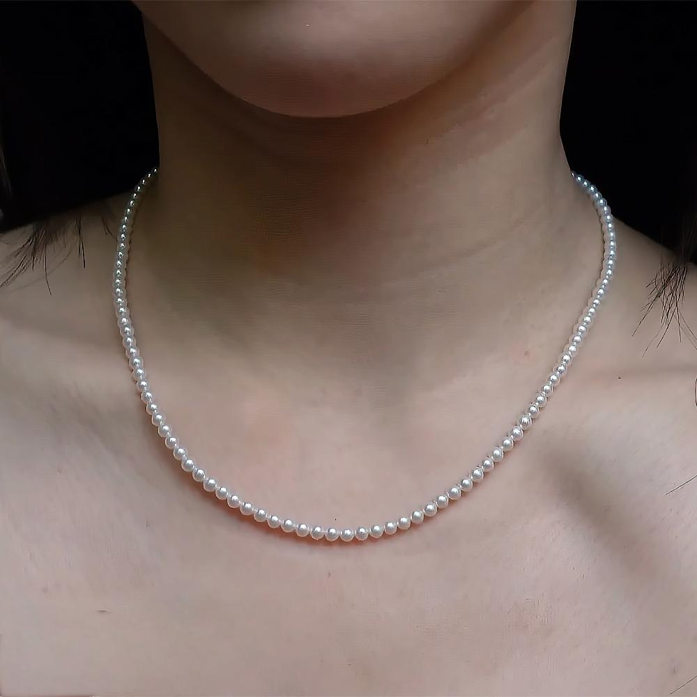 JESCOJES Charming Freshwater Pearl Strand Necklace 3.5-4mm 16-18