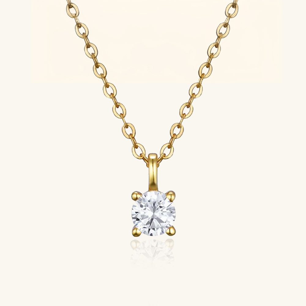 Golden Moissanite Four Prong Necklace 0.5CT - JESCOJES