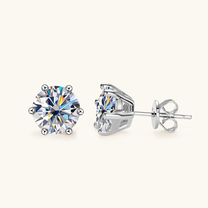 Classic Six Prong Moissanite Stud Earrings