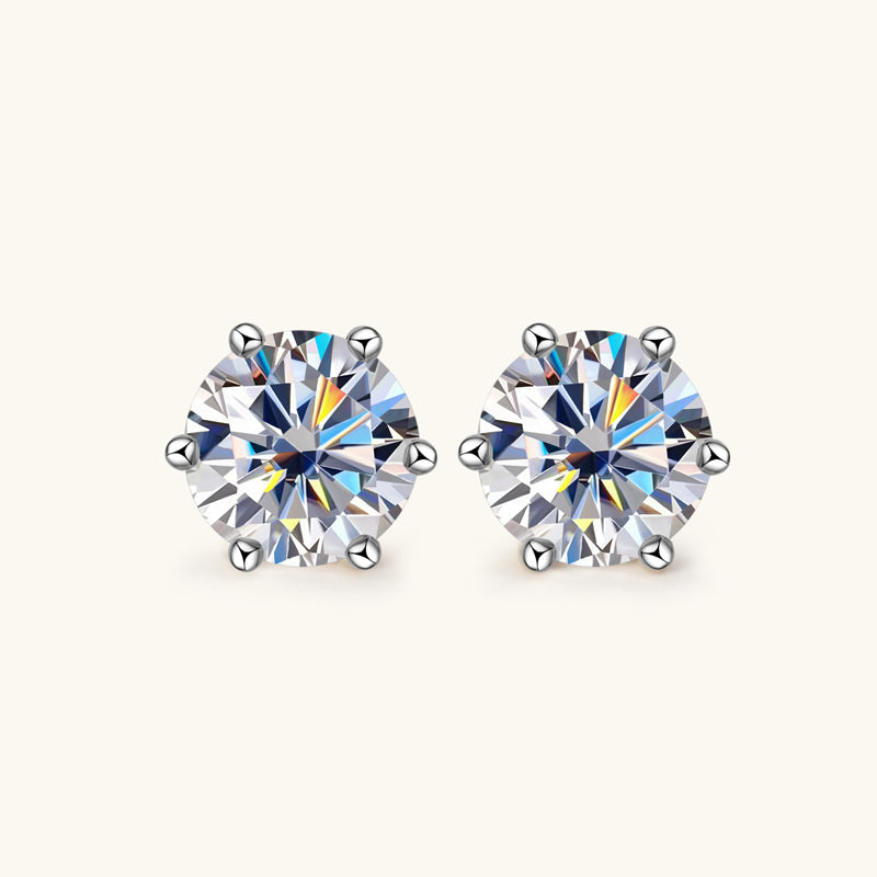 Classic Six Prong Moissanite Stud Earrings