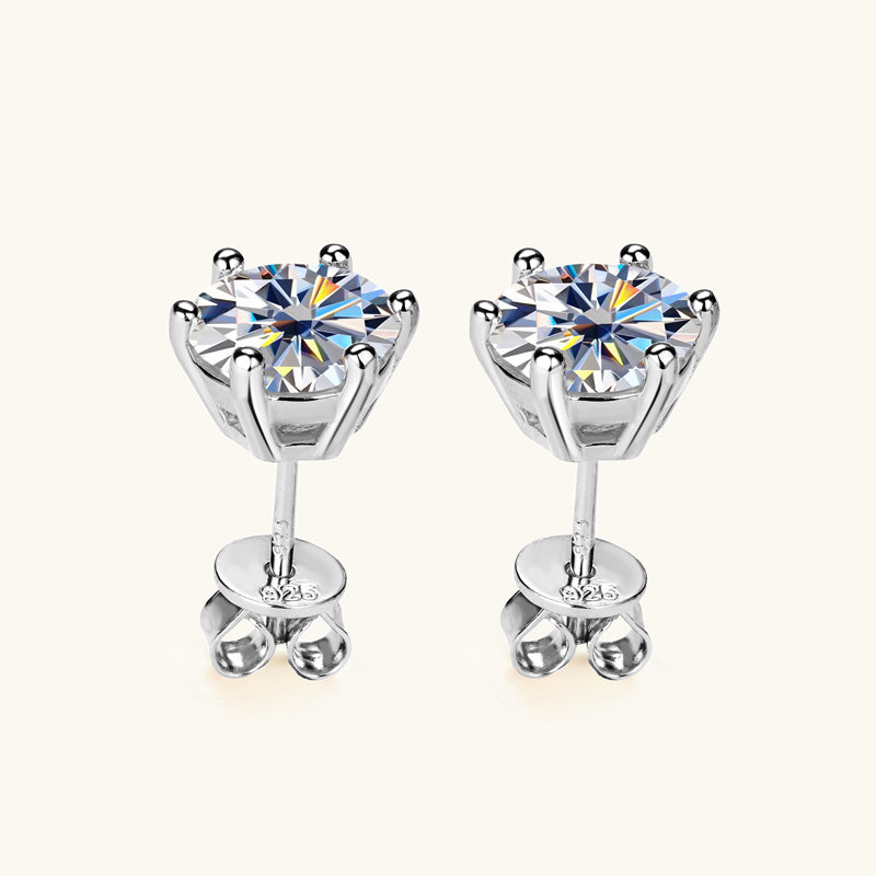 Classic Six Prong Moissanite Stud Earrings - JESCOJES