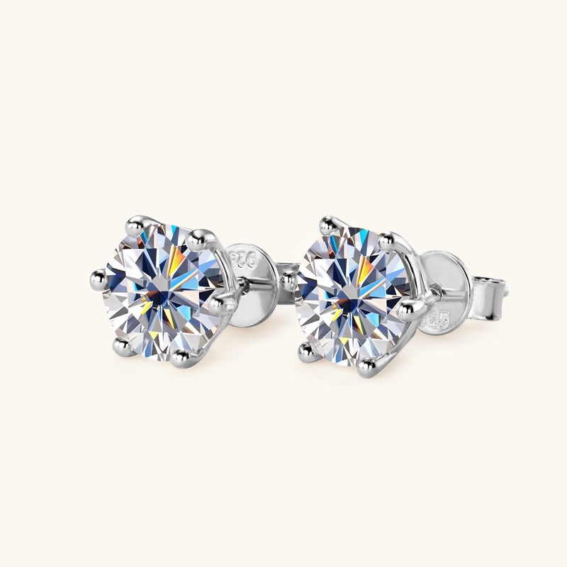 Classic Six Prong Moissanite Stud Earrings - JESCOJES