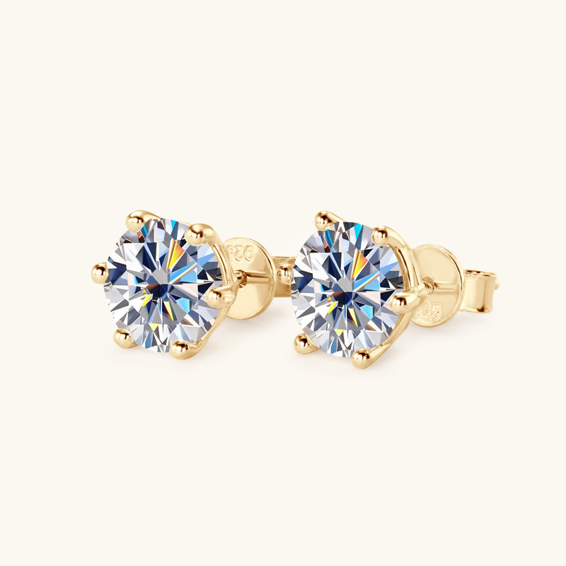 Classic Six Prong Moissanite Stud Earrings - JESCOJES