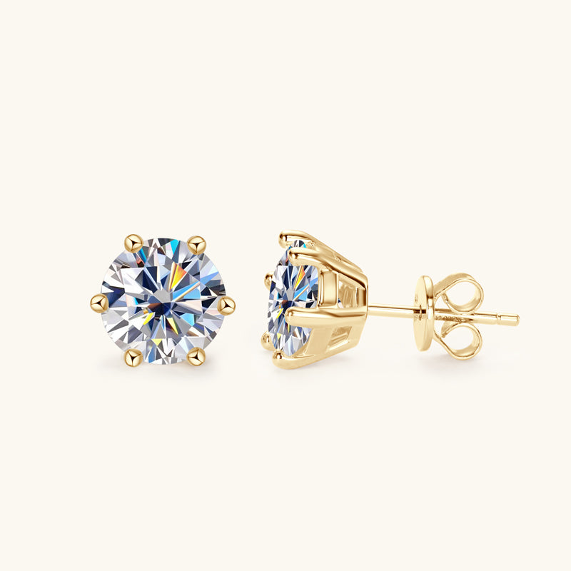 Classic Six Prong Moissanite Stud Earrings - JESCOJES