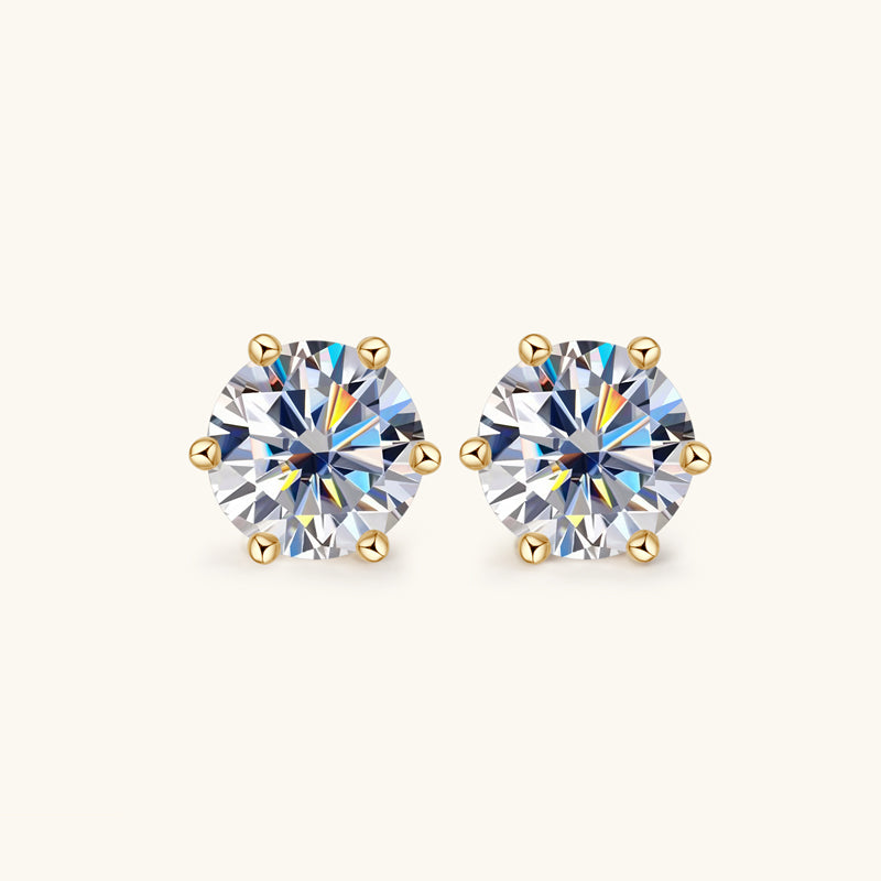 Classic Six Prong Moissanite Stud Earrings - JESCOJES