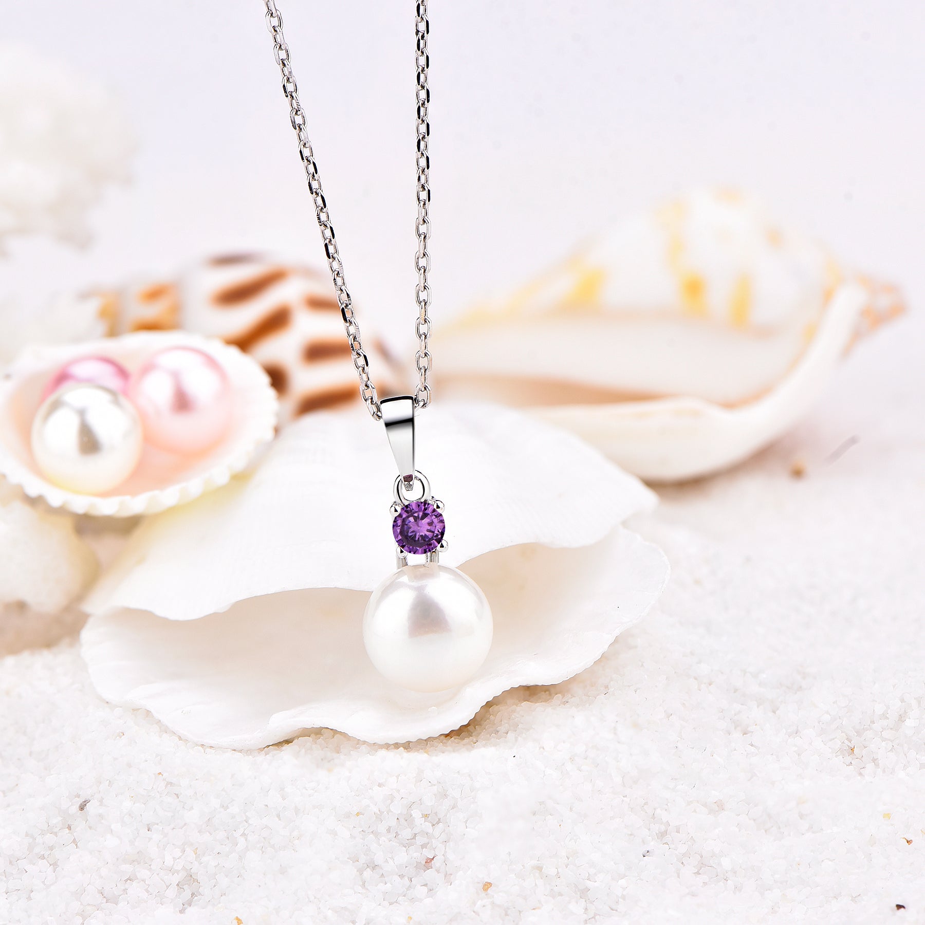 JESCOJES Dynamic Pearl Pendant Necklace - Purple