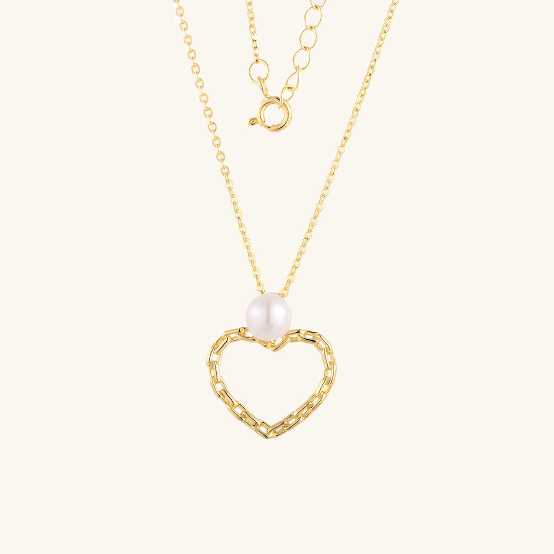 Romantic Heart Pearl Pendant Necklace