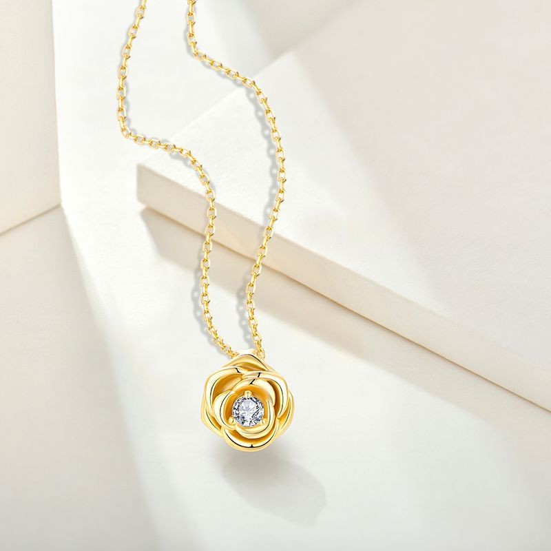 JESCOJES Golden Rose Pendant Necklace