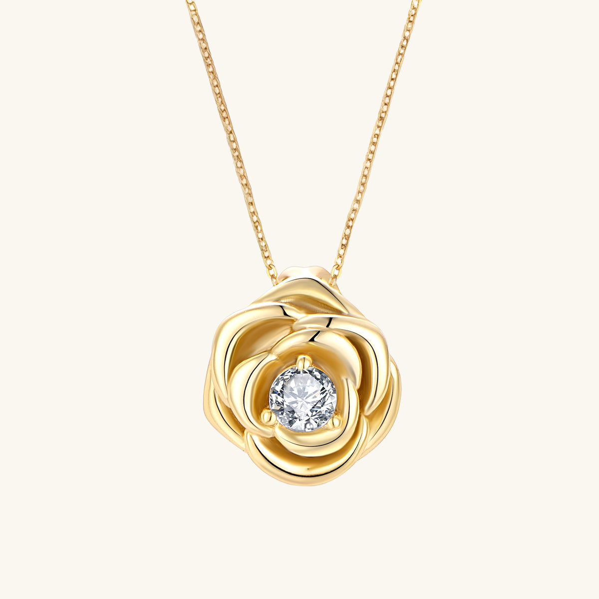 Golden Rose Pendant Necklace