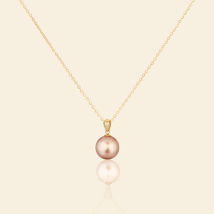 JESCOJES Shining 18K Gold Premium Pearl Pendant Necklace - Orange
