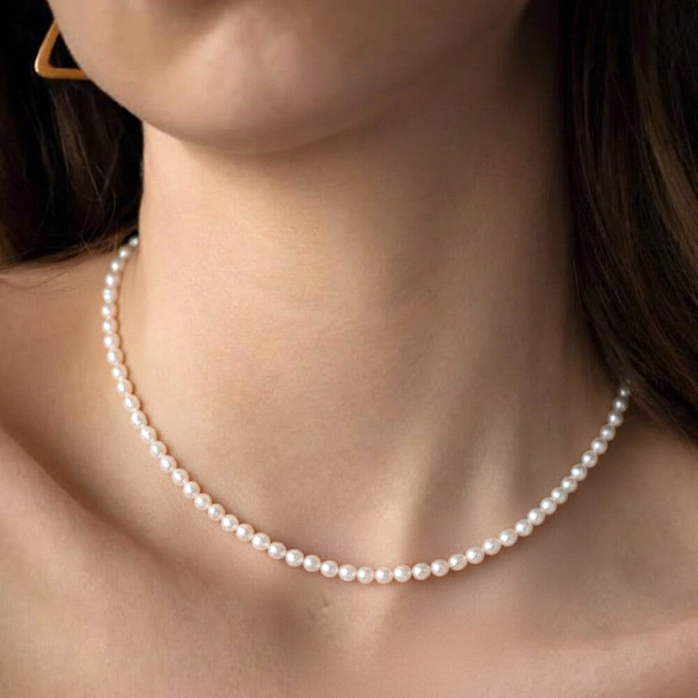 JESCOJES Charismatic Freshwater Pearl Strand Necklace 3.5-4mm 17"