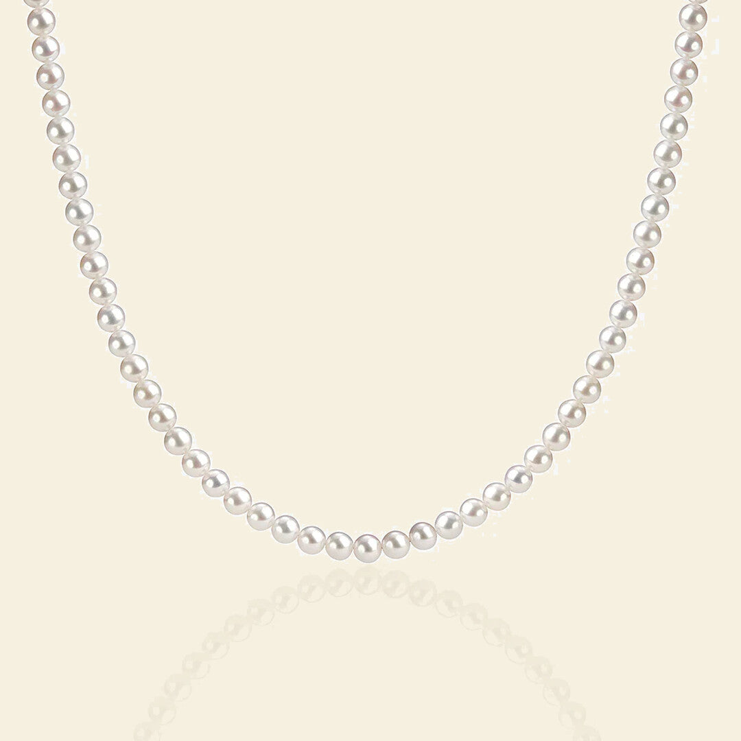 JESCOJES Elegant White Freshwater Pearl Strand Necklace 6-7mm