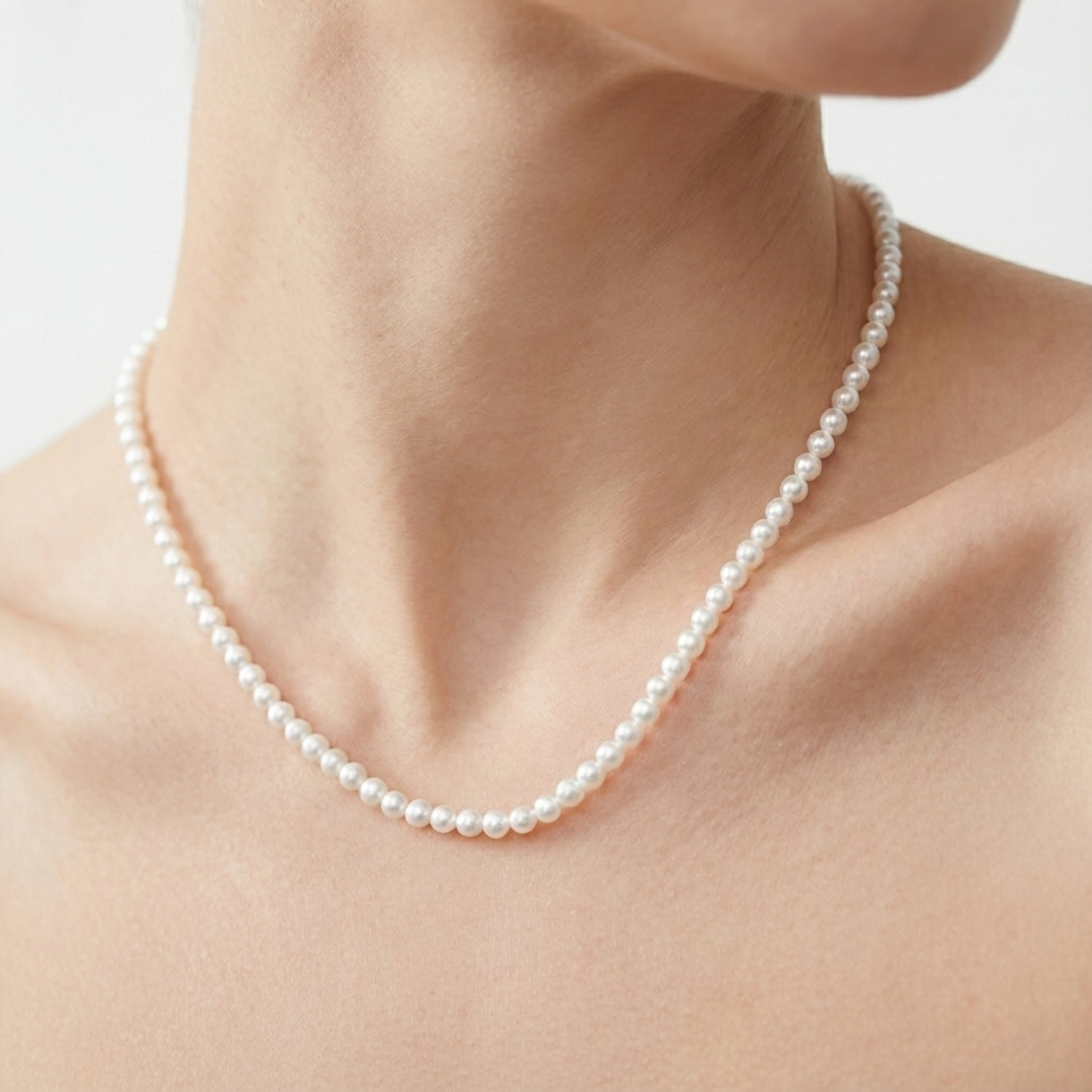 JESCOJES Elegant 6-7mm White Freshwater Pearl Strand Necklace
