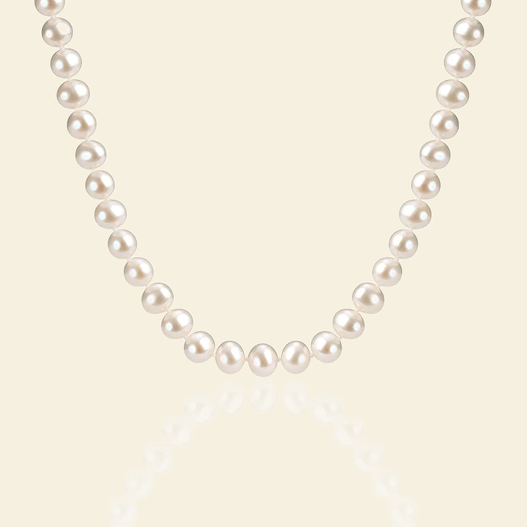 JESCOJES Noble White Freshwater Pearl Strand Necklace 7-8mm