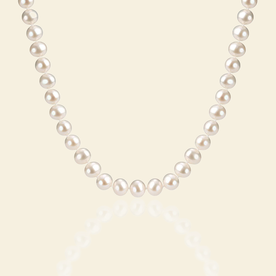 JESCOJES Noble 7-8mm White Freshwater Pearl Strand Necklace