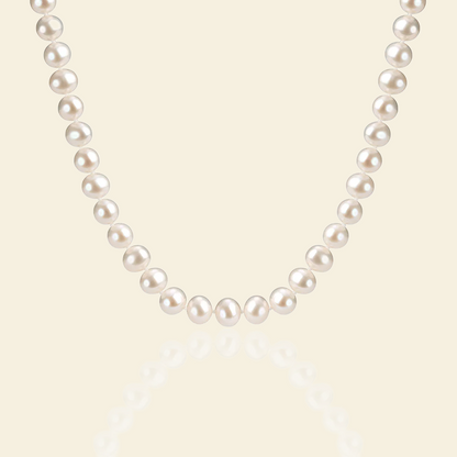 JESCOJES Noble 7-8mm White Freshwater Pearl Strand Necklace