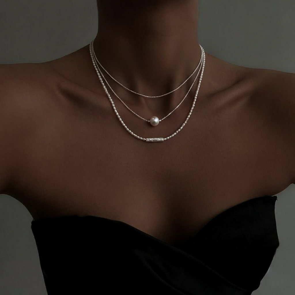 JESCOJES Chic Keshi Pearl Strand Necklace- model