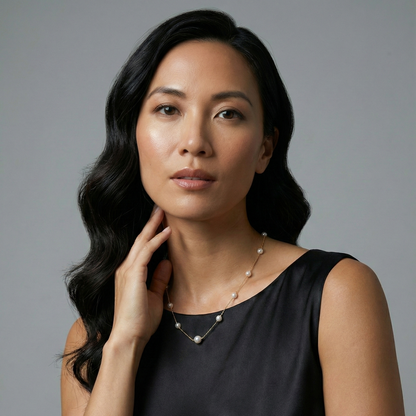 JESCOJES Starry Night AAA Freshwater Pearl Necklace - model