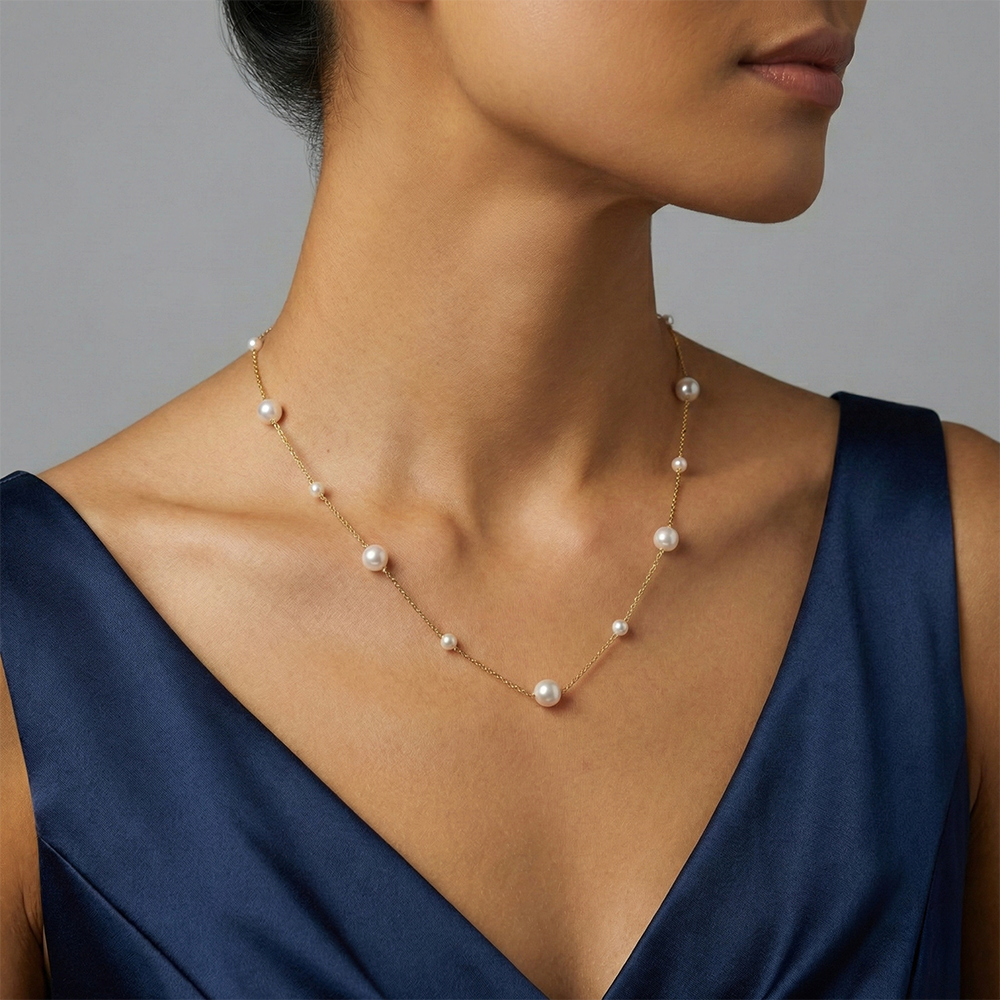 JESCOJES Starry Night AAA Freshwater Pearl Necklace