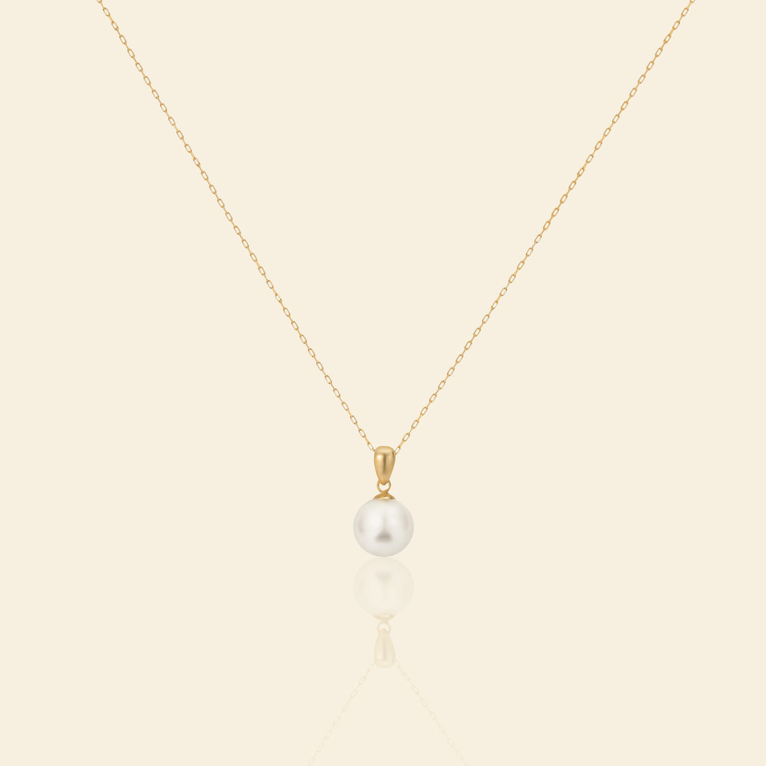 JESCOJES Shining Akoya Pearl 18K Gold Pendant Necklace