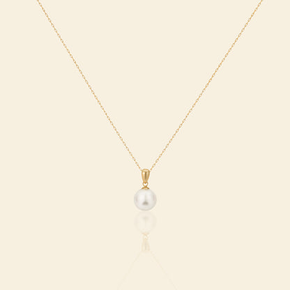JESCOJES Shining Akoya Pearl 18K Gold Pendant Necklace
