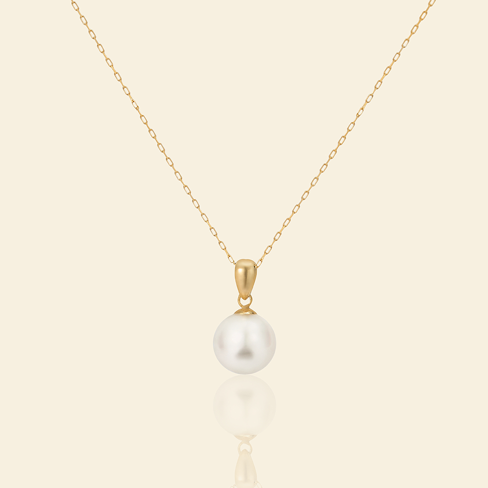 JESOJES Shining Akoya Pearl 18K Gold Pendant Necklace