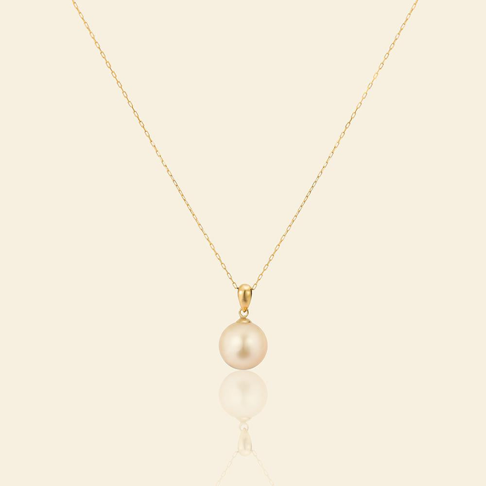 JESCOJES Shining South Sea Gold Pearl 18K Gold Pendant Necklace