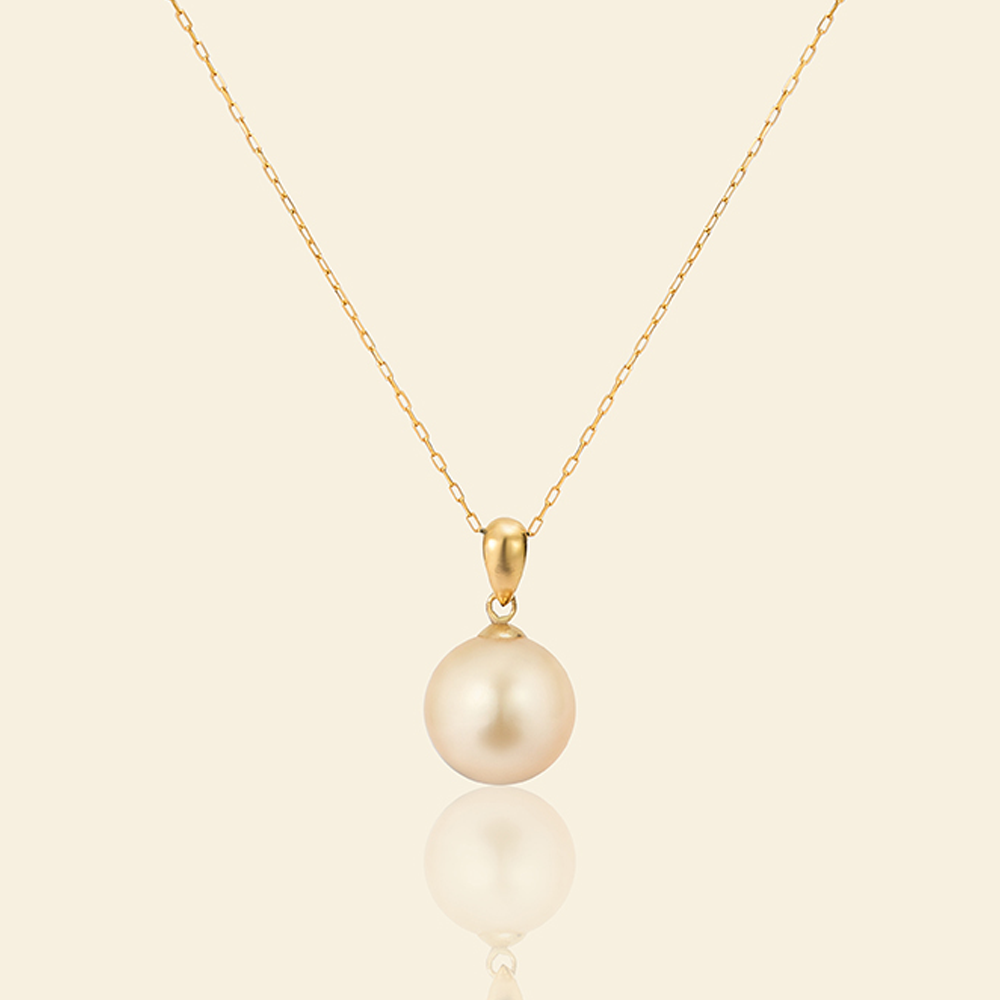 JESCOJES Shining Golden South Sea Pearl 18K Gold Pendant Necklace