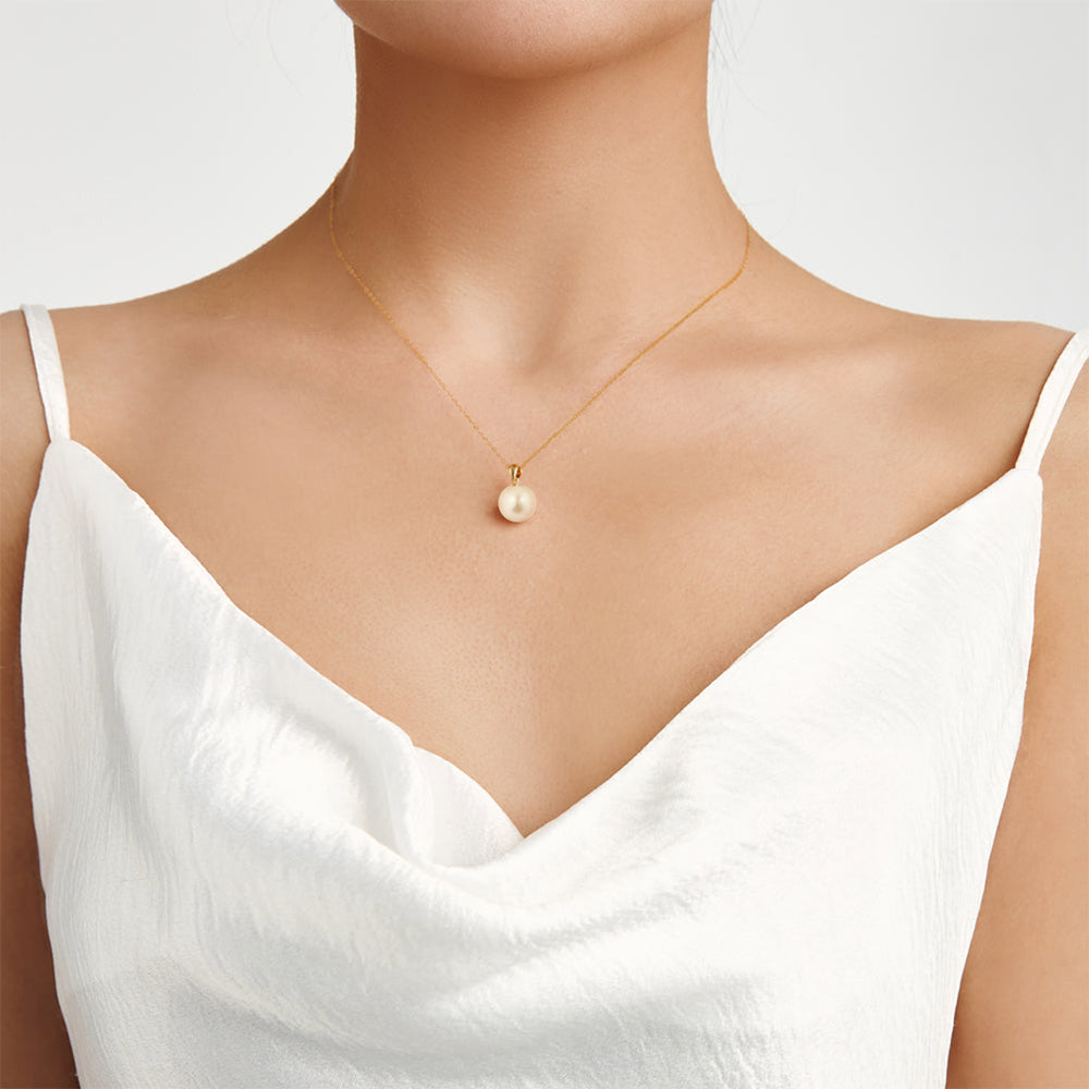 JESCOJES Shining South Sea Gold Pearl 18K Gold Pendant Necklace - model 1