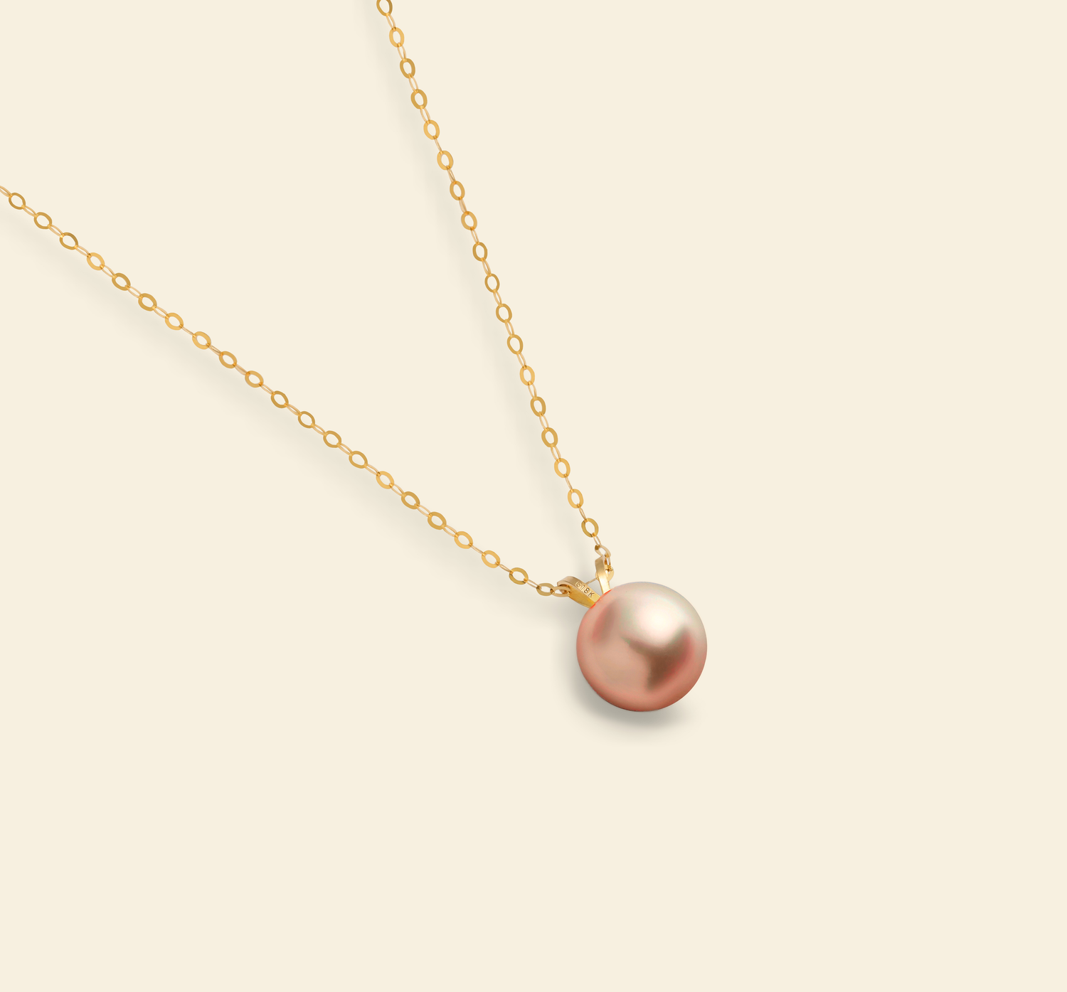 JESCOJES 18K Gold AAAA Pearl V-Bale Pendant Necklace - Orange