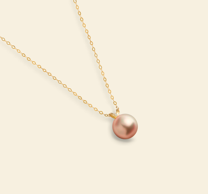 JESCOJES 18K Gold AAAA Pearl V-Bale Pendant Necklace - Orange