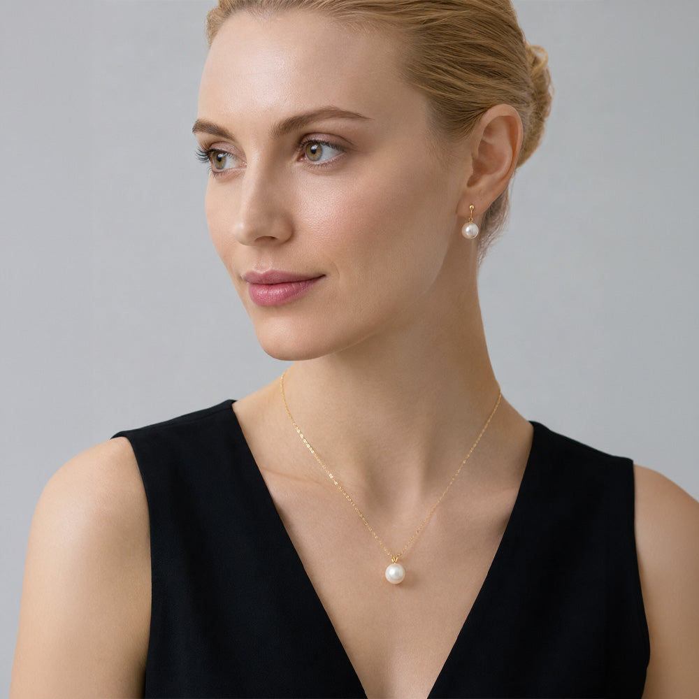 JESCOJES The V-Bale Aurora Pearl Pendant Necklace
