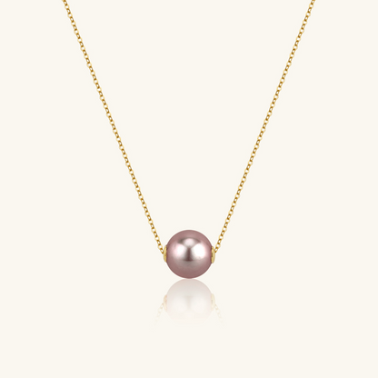 JESCOJES 18K Gold Solitaire AAAA Pearl Pendant Necklace - Violet