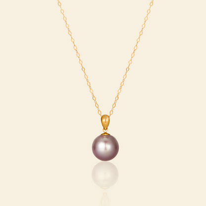 JESCOJES 18K Gold AAAA Violet Pearl Pendant Necklace