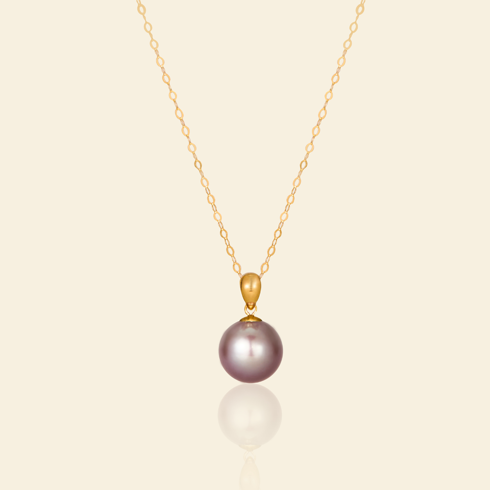 JESCOJES Lustrous AAAA Violet Pearl Pendant Necklace