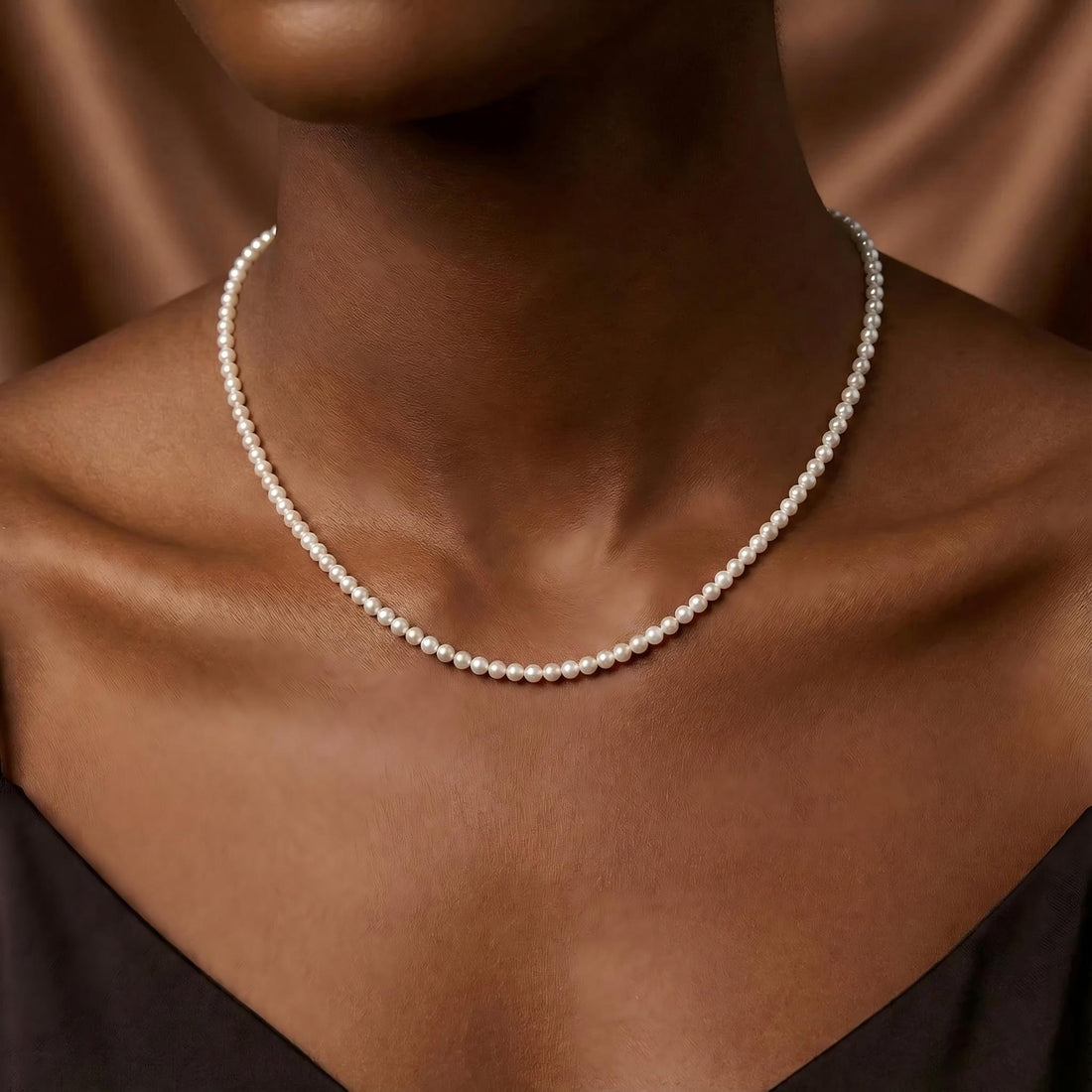 JESCOJES Noble Freshwater Pearl Strand Necklace 3.5-4mm 17"