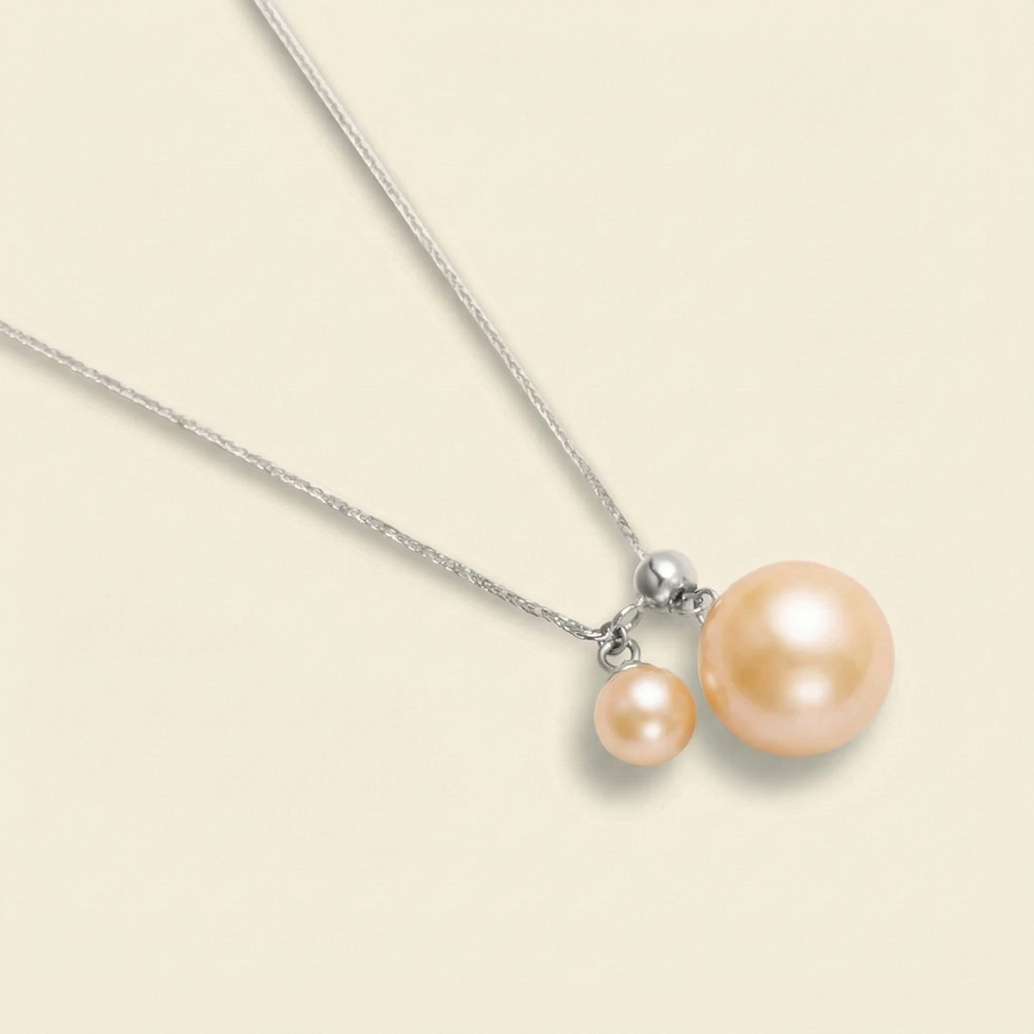 JESCOJES Charming AAAA Pearl Duo Pendant Necklace - Orange