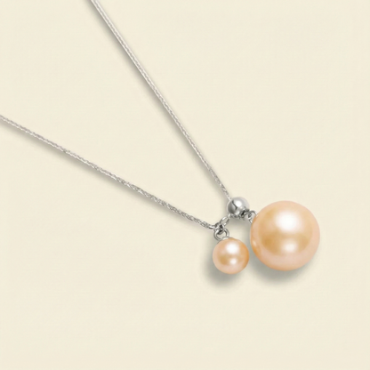 JESCOJES Charming AAAA Pearl Duo Pendant Necklace - Orange