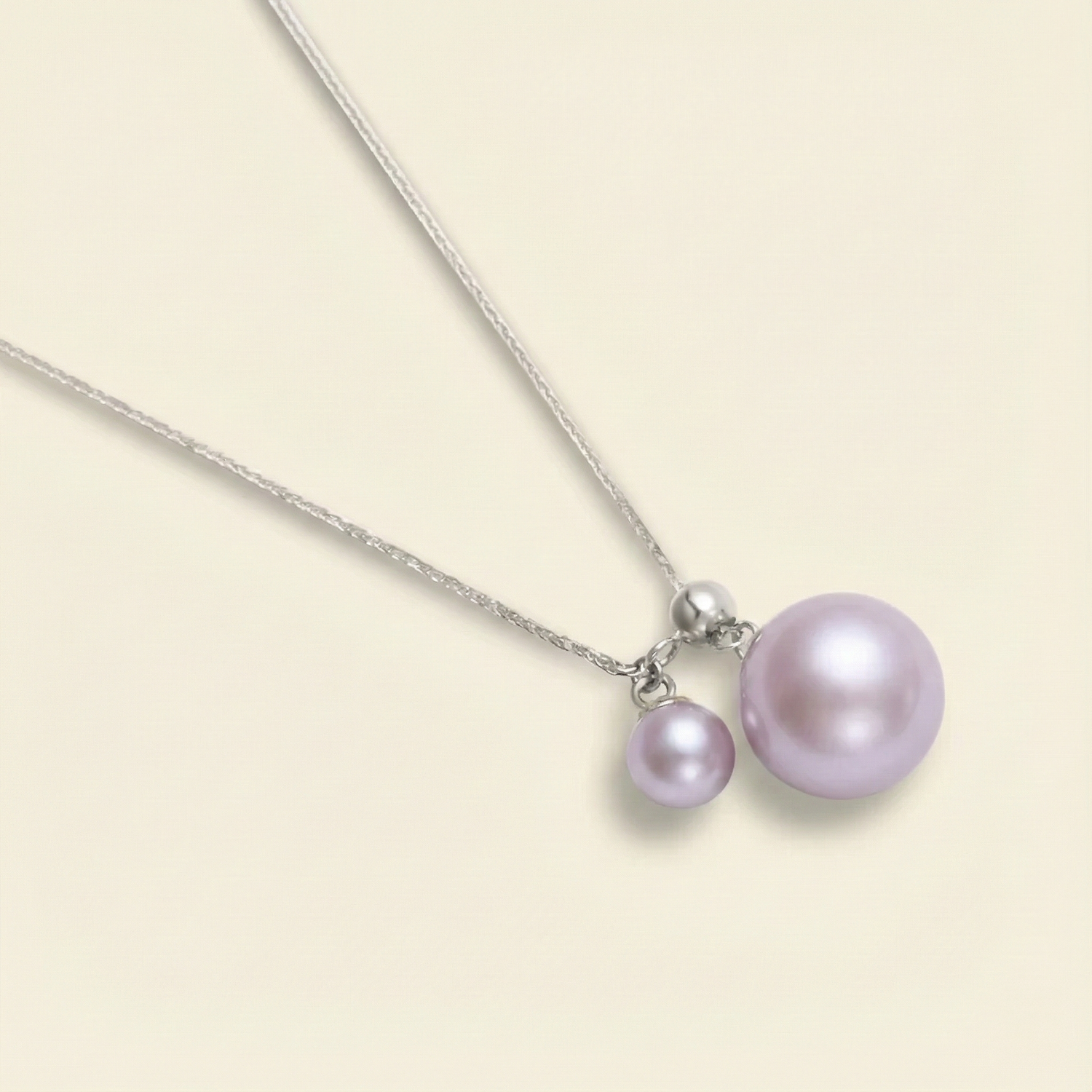 JESCOJES Charming AAAA Pearl Duo Pendant Necklace - Violet