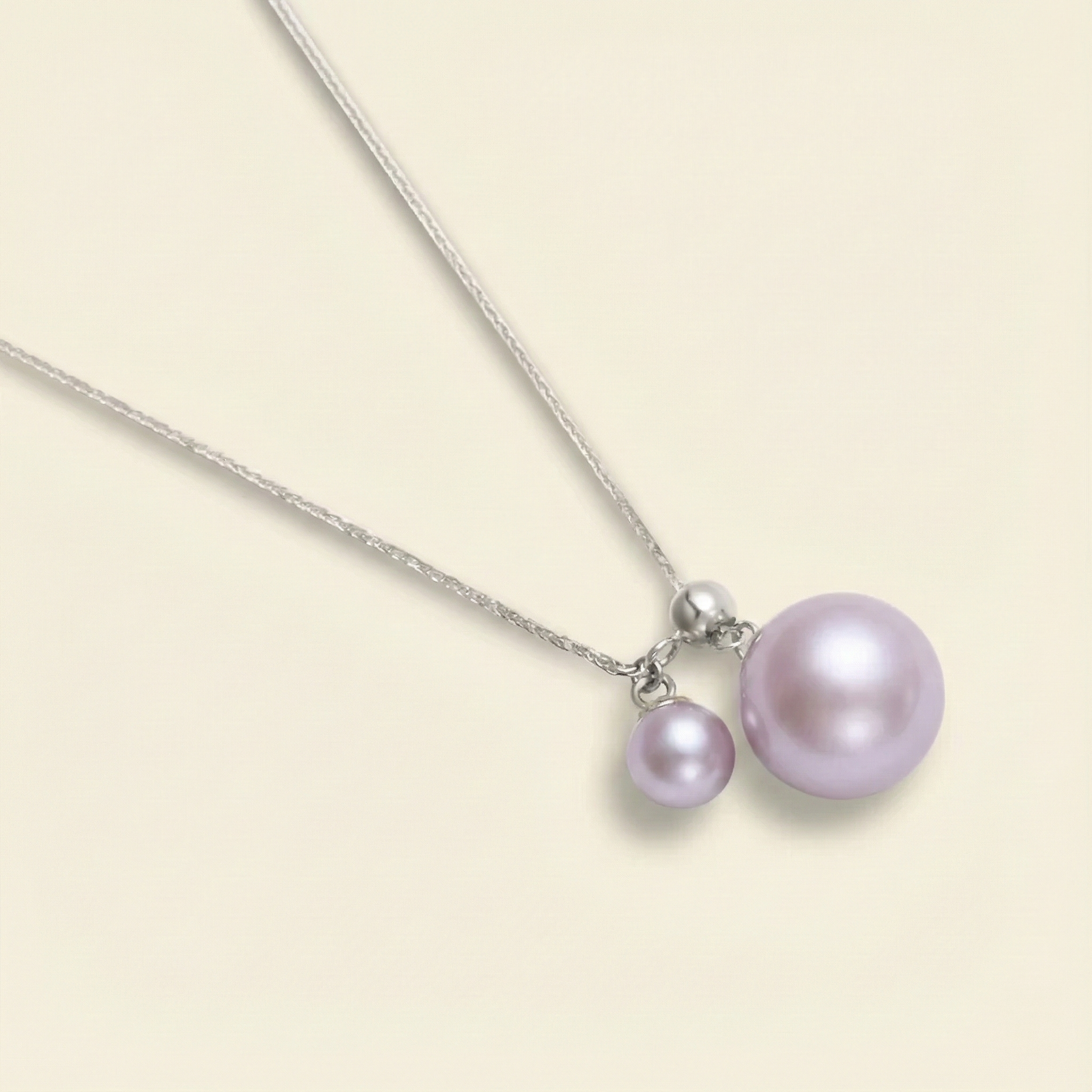 JESCOJES Charming AAAA Pearl Duo Pendant Necklace - Violet