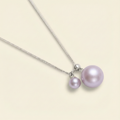 JESCOJES Charming AAAA Pearl Duo Pendant Necklace - Violet