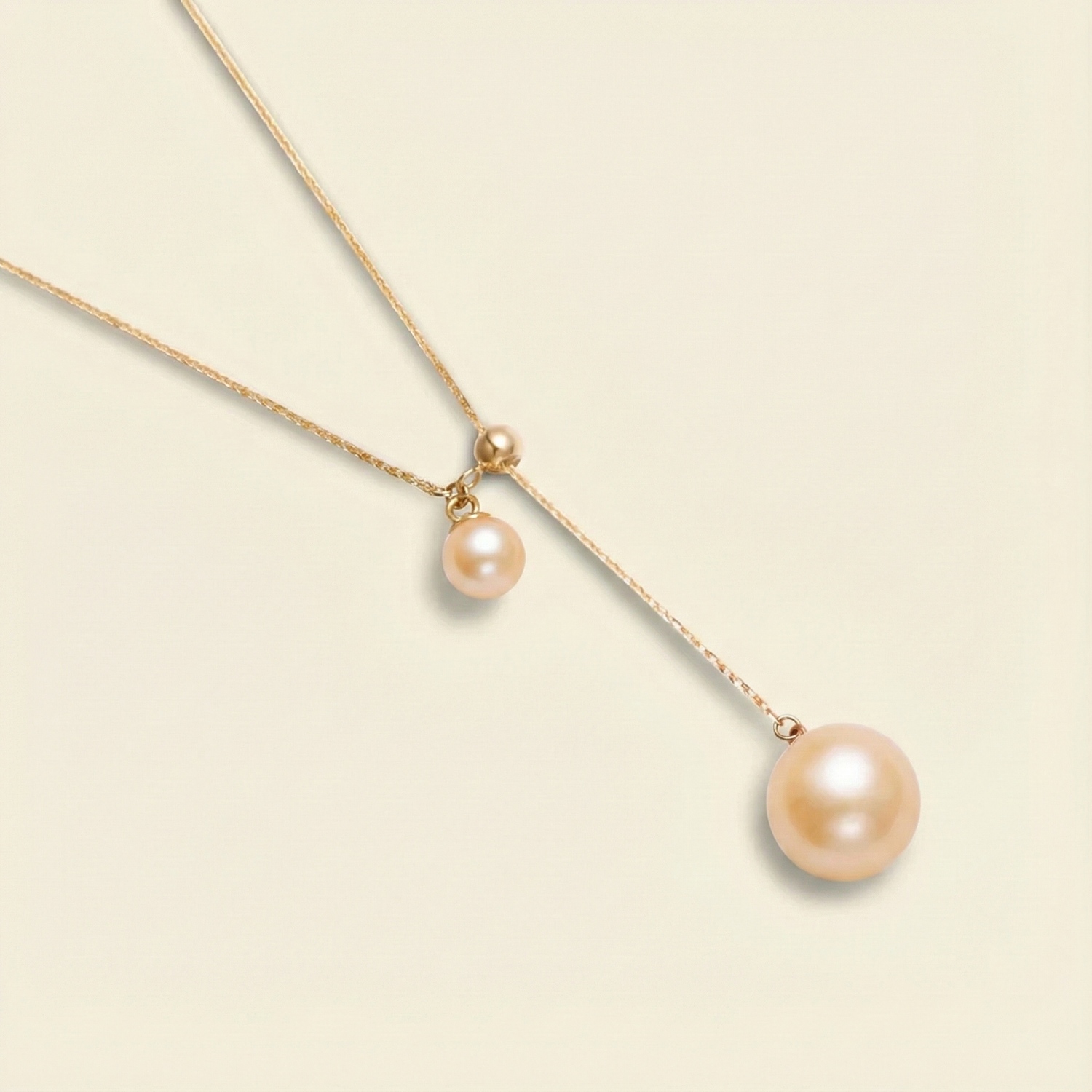 JESCOJES Charming AAAA Pearl Duo Pendant Necklace - Orange