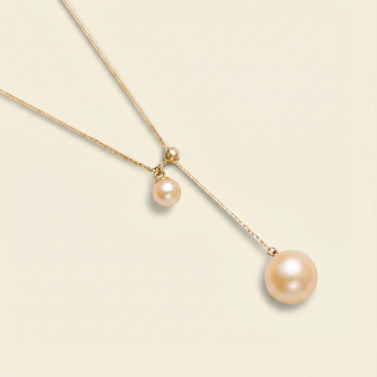 JESCOJES Charming AAAA Pearl Duo Pendant Necklace - Orange